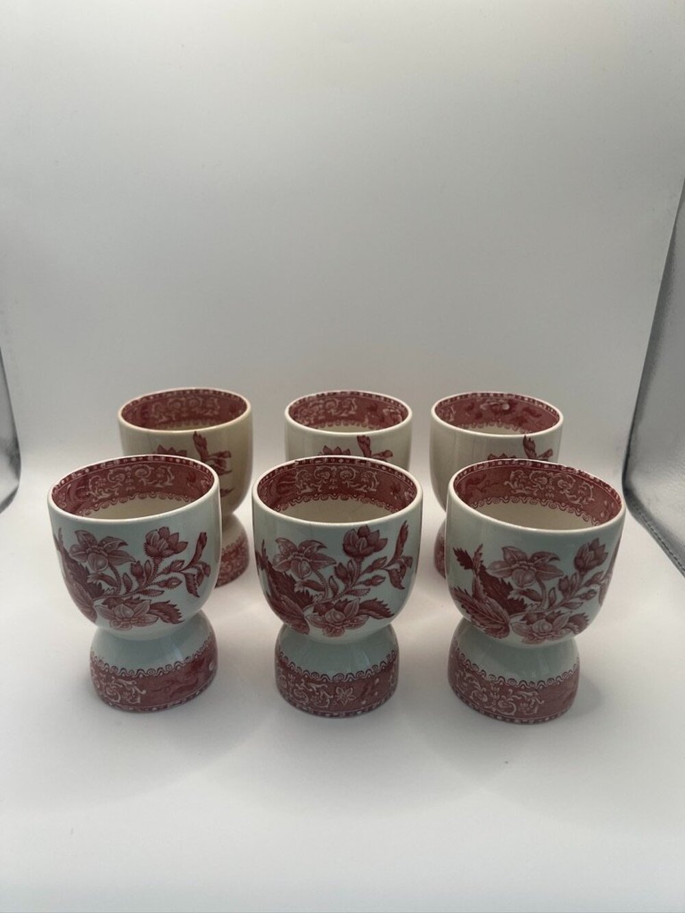 Rare Vintage English Spode Pink Camilla Multipurpose Egg Cups – Set of 6